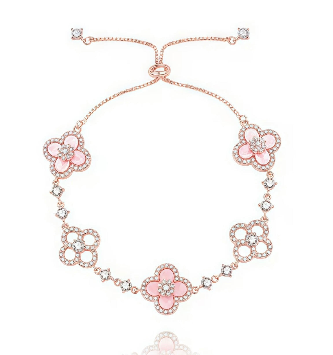Floral Elegance Bracelet in
Nacre - Rose Gold Finish