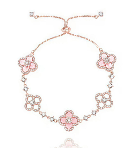 Floral Elegance Bracelet in
Nacre - Rose Gold Finish